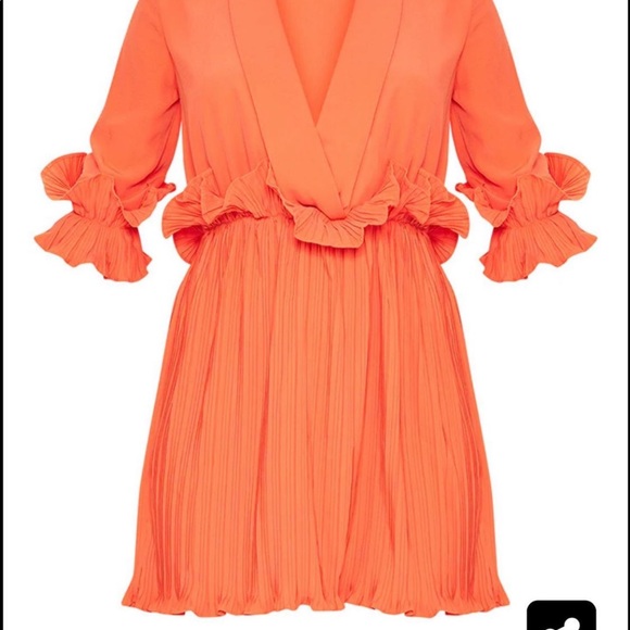 Pretty Little thing orange ruffle flounce dress - Picture 2 of 3